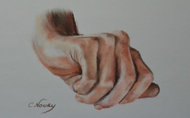 Drawing titled "Tom's hand 43 "wet"" by Andromaque, Original Artwork, Pastel