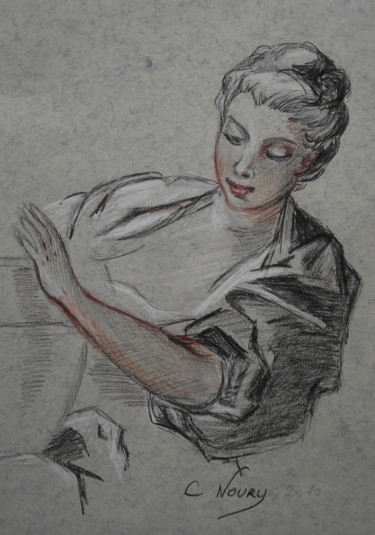 Desenho intitulada "Femme d'après F.Bou…" por Andromaque, Obras de arte originais, Outro