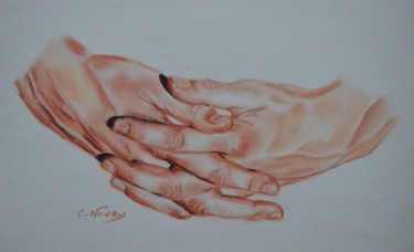 Dessin intitulée "Tom's hand 46 "Pull…" par Andromaque, Œuvre d'art originale, Pastel