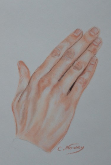 Dessin intitulée "Tom's hand 50 "Kiss"" par Andromaque, Œuvre d'art originale, Pastel