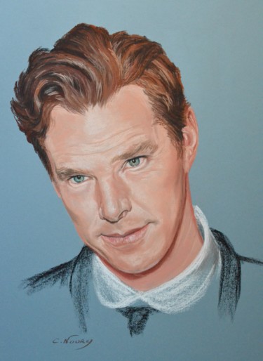 Drawing titled "Benedict" by Andromaque, Original Artwork, Pastel Mounted on Cardboard