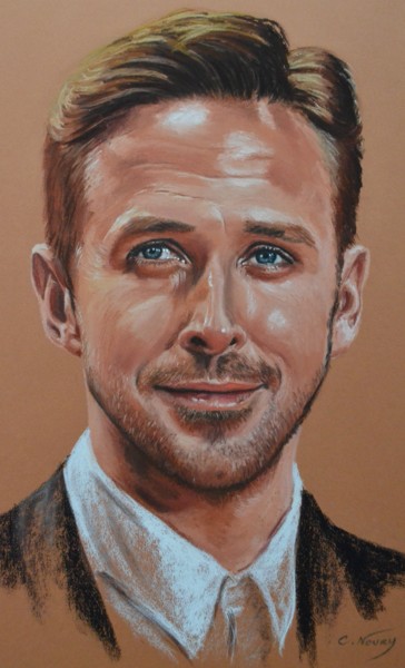 Drawing titled "Ryan" by Andromaque, Original Artwork, Pastel Mounted on Cardboard