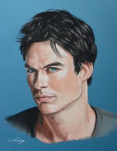 Drawing titled "Ian" by Andromaque, Original Artwork, Pastel Mounted on Cardboard