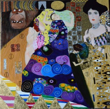 Painting titled "Hommage à Klimt n°3" by Andromaque, Original Artwork, Acrylic