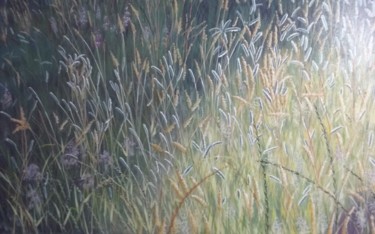 Painting titled "Herbes menues" by Catherine Pergay, Original Artwork, Acrylic Mounted on Wood Stretcher frame