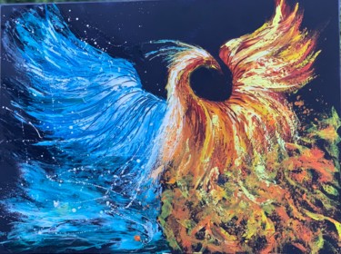 Painting titled "PHENIX" by Catherine Philippe, Original Artwork, Oil
