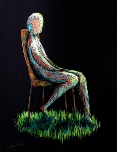 Dibujo titulada "Assis" por Catherine Pouplain, Obra de arte original, Lápiz