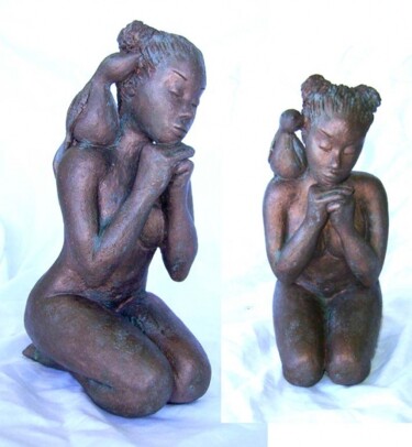 Sculpture intitulée "Petite prière" par Catherine Prungnaud, Œuvre d'art originale