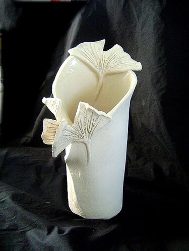 Sculpture intitulée "Vase long genko" par Catherine Prungnaud, Œuvre d'art originale