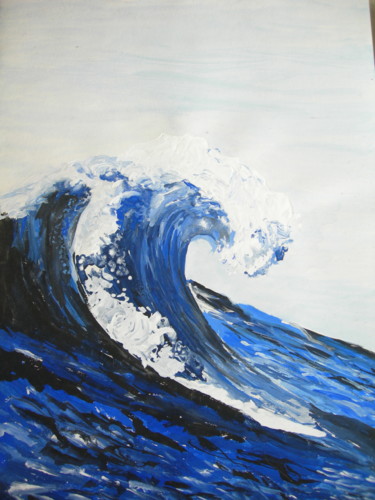 Painting titled "la vague" by Catherine Reybard, Original Artwork