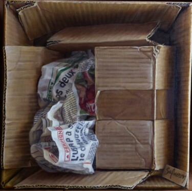 Painting titled "les cartons" by Catherine Salmeron, Original Artwork, Oil