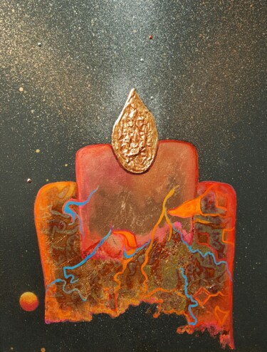 Painting titled "the flame of Light" by Catherine Sica, Original Artwork, Acrylic Mounted on Wood Stretcher frame