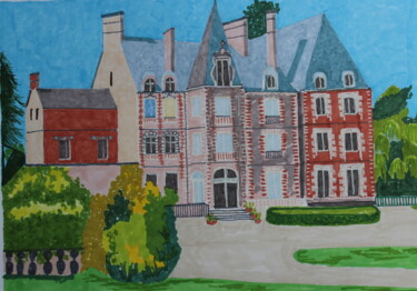 Dessin intitulée "chateau-de-mainteno…" par Catherine Souet Bottiau, Œuvre d'art originale, Marqueur