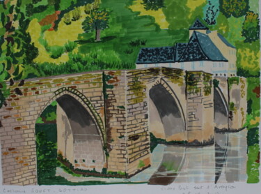 Dessin intitulée "pont-sur-laveyron.j…" par Catherine Souet Bottiau, Œuvre d'art originale, Marqueur