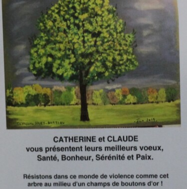 Painting titled "Carte de vœux 2020…" by Catherine Souet Bottiau, Original Artwork, Pastel