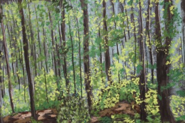 Drawing titled "Forêt des sommets N…" by Catherine Souet Bottiau, Original Artwork, Pastel