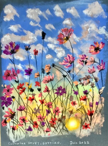 Peinture intitulée "Le vent souffle sur…" par Catherine Souet Bottiau, Œuvre d'art originale, Pastel