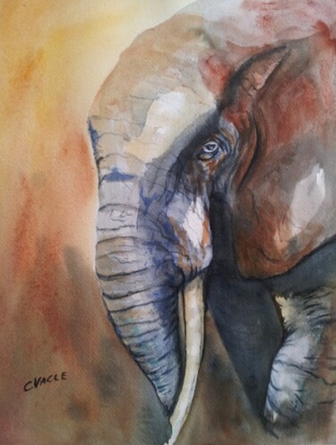 Painting titled "Géant 2.jpg" by Catherine Vacle, Original Artwork, Watercolor