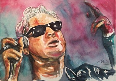 Painting titled "Bashung Plus près d…" by Catherine Vacle, Original Artwork, Watercolor