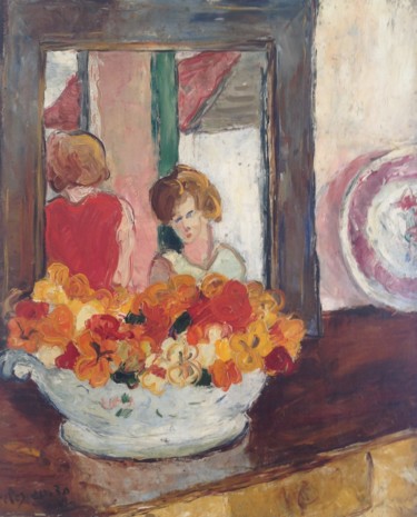 Peinture intitulée "Miroir aux reflets" par Jean Frelezeau, Œuvre d'art originale, Huile