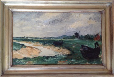 Peinture intitulée "Baie d'Authie" par Jean Frelezeau, Œuvre d'art originale, Huile