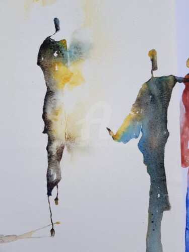 Peinture intitulée "SERIE FOULES N°X" par Catherine Villa, Œuvre d'art originale, Aquarelle