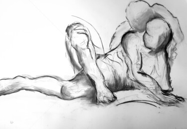 Painting titled "CONNIVENCE SECRETE" by Catherine Villa, Original Artwork, Charcoal