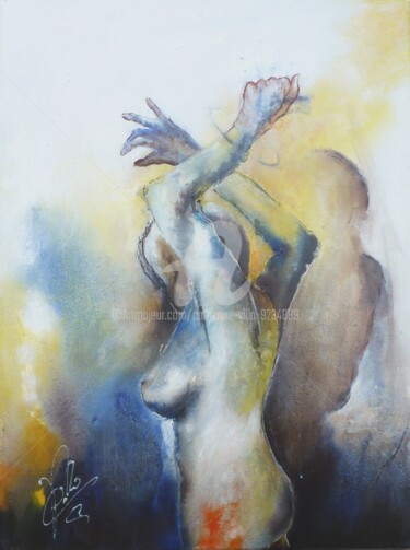 Painting titled "Formes humaines N°…" by Catherine Villa, Original Artwork, Oil