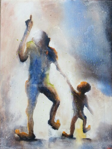 Pittura intitolato "Formes humaines N°…" da Catherine Villa, Opera d'arte originale, Olio