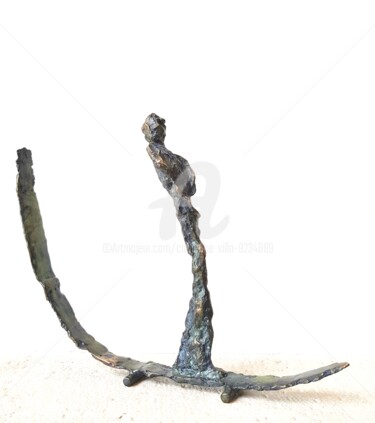Sculpture titled "FORME HUMAINE N°II" by Catherine Villa, Original Artwork, Metals