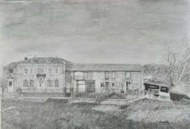 Drawing titled "maison" by Catherine Willaumez, Original Artwork, Pencil