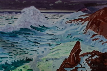 Painting titled "VAGUE OCEANE" by Catherine Willaumez, Original Artwork, Acrylic