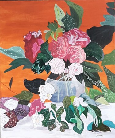 Peinture intitulée "COMPOSITION FLORALE" par Catherine Willaumez, Œuvre d'art originale, Acrylique