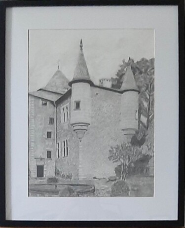 Tekening getiteld "Château de Gourdan…" door Catherine Willaumez, Origineel Kunstwerk, Grafiet