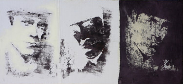 Painting titled "3 sudarios-1" by Catherine Blondeel, Original Artwork, Acrylic Mounted on Wood Panel