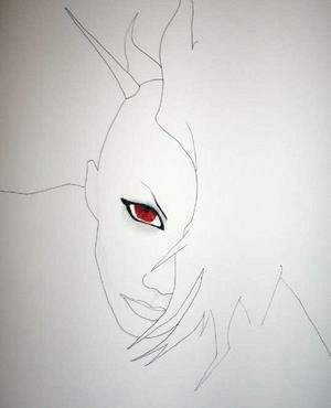 Drawing titled "Red Eye Sketch" by Catherine Dunn, Original Artwork