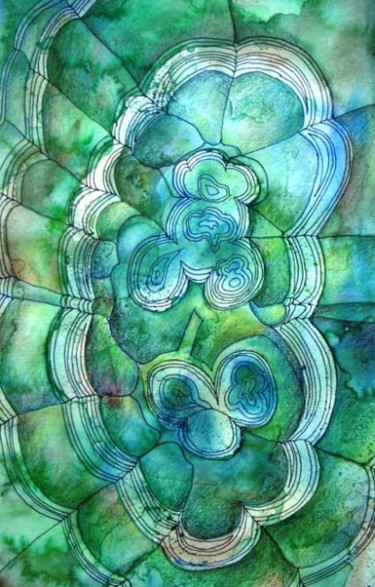 Painting titled "Green Stone" by Catherine Dunn, Original Artwork