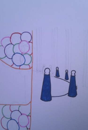 Drawing titled "Coloured balls, blu…" by Catherine Dunn, Original Artwork, Other