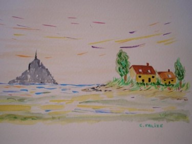 Peinture intitulée "Le Mont Saint Michel" par Catherine Falize, Œuvre d'art originale