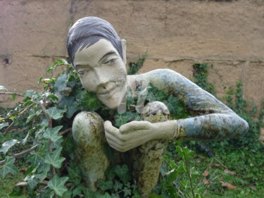 Sculpture intitulée "le nain vert" par Catherine Demaugé Bost, Œuvre d'art originale, Céramique