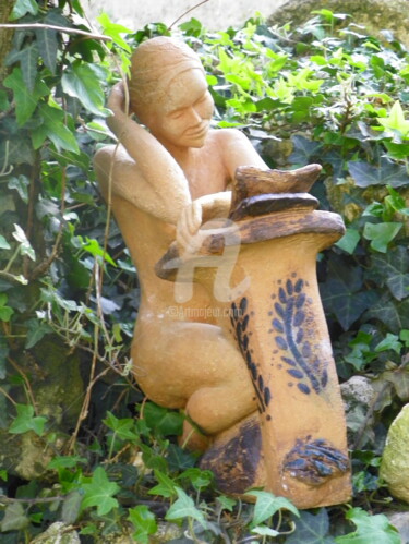 Sculpture titled "la, liseuse" by Catherine Demaugé Bost, Original Artwork, Ceramics