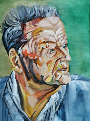 Painting titled "Lucian Freud" by Catherine Maury, Original Artwork, Oil
