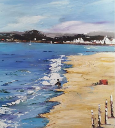 Peinture intitulée "La plage de l’espig…" par Catherine Maury, Œuvre d'art originale, Huile