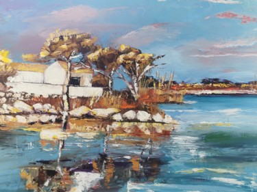 Painting titled "Le Mas en Camargue" by Catherine Maury, Original Artwork, Oil