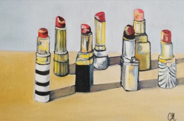 Les rouge à lèvres Peinture intitulée "Les rouge à lèvres" par Catherine Maury, Œuvre d'art originale, Huile