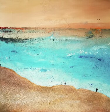 Painting titled "sur la dune" by Catherine Maury, Original Artwork, Oil