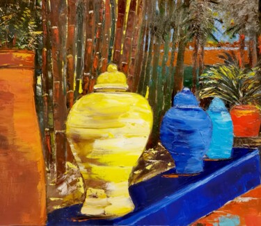 Painting titled "les pots de Majorel…" by Catherine Maury, Original Artwork, Oil