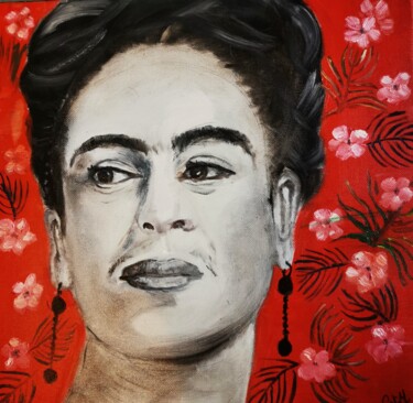 "Frida Kahlo" başlıklı Tablo Catherine Maury tarafından, Orijinal sanat, Petrol Ahşap Sedye çerçevesi üzerine monte edilmiş