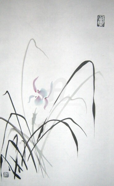 Peinture intitulée "Fleur du matin" par Catherine Mondoux (4INE), Œuvre d'art originale, Encre