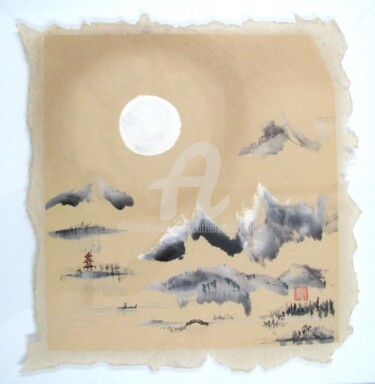 Painting titled "Sourire de lune..." by Catherine Mondoux (4INE), Original Artwork